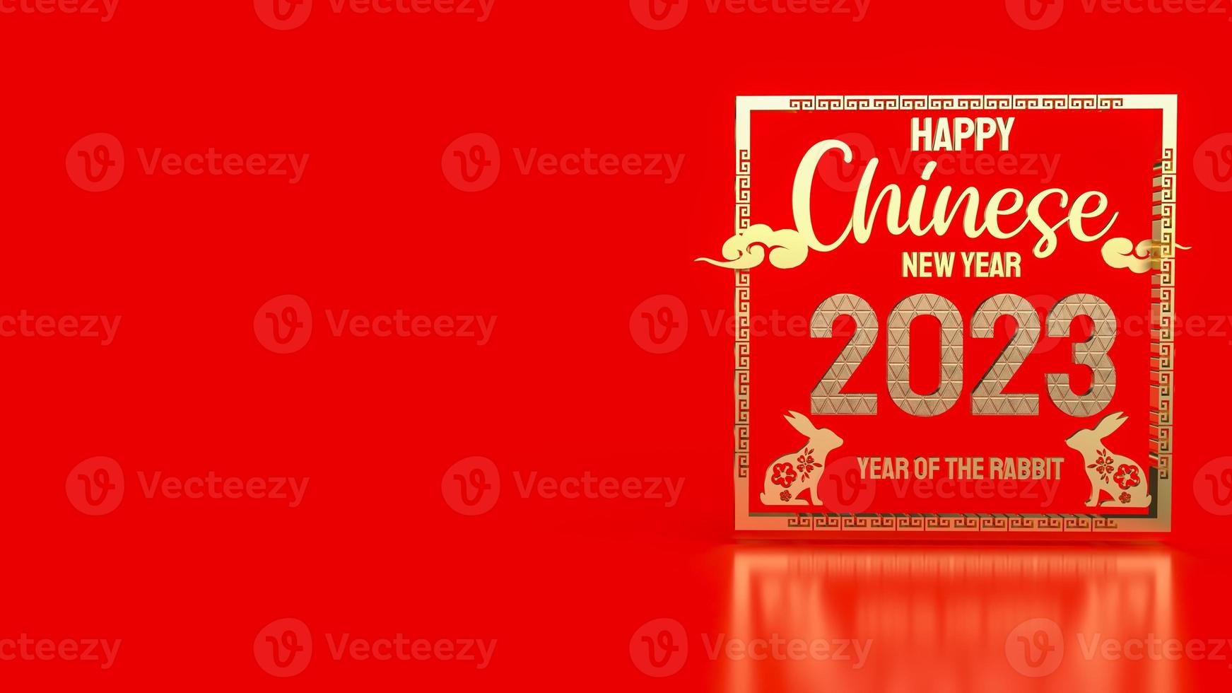 het Chinese Nieuwjaar 2023 jaar van het konijn 3D-rendering foto