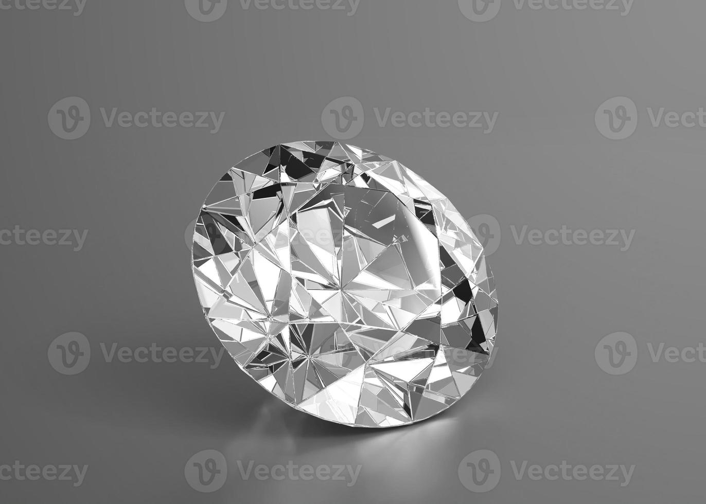 diamant op grijze achtergrond met hoge kwaliteit. 3D render foto