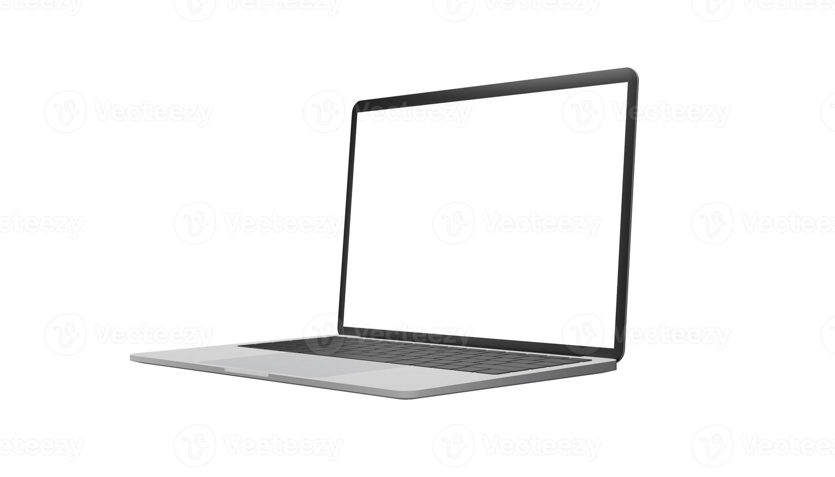 lege laptop zijaanzicht. realistische stijl. illustratie geïsoleerd op een witte achtergrond. foto