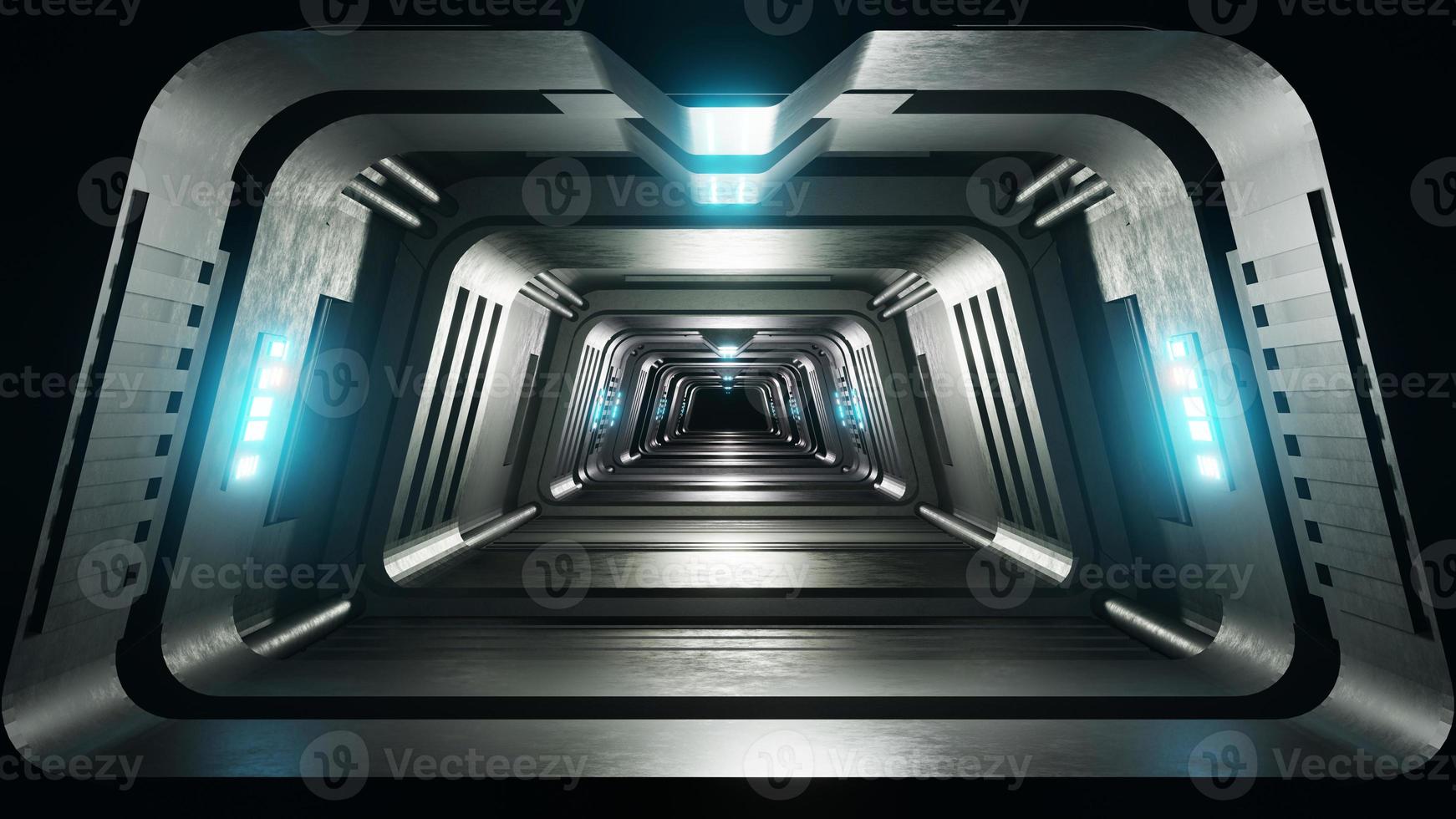 3D-rendering lege futuristische neon tunnelhal foto