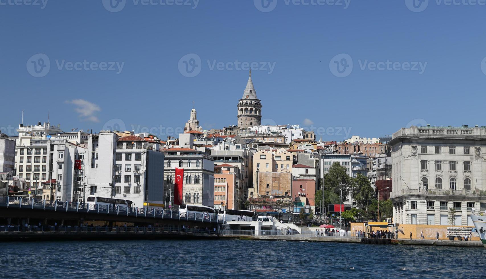 Karakoy en Galata-toren in de stad Istanbul foto