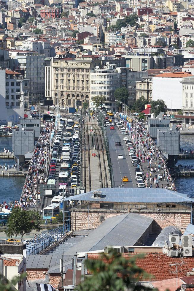 Galata-brug en Karakoy-district in de stad Istanboel foto