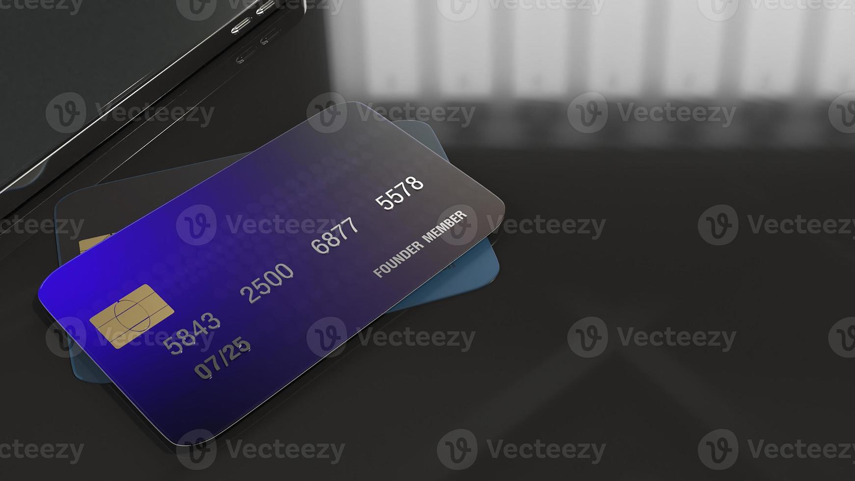 creditcard 3D-rendering voor bedrijfsconcept. foto