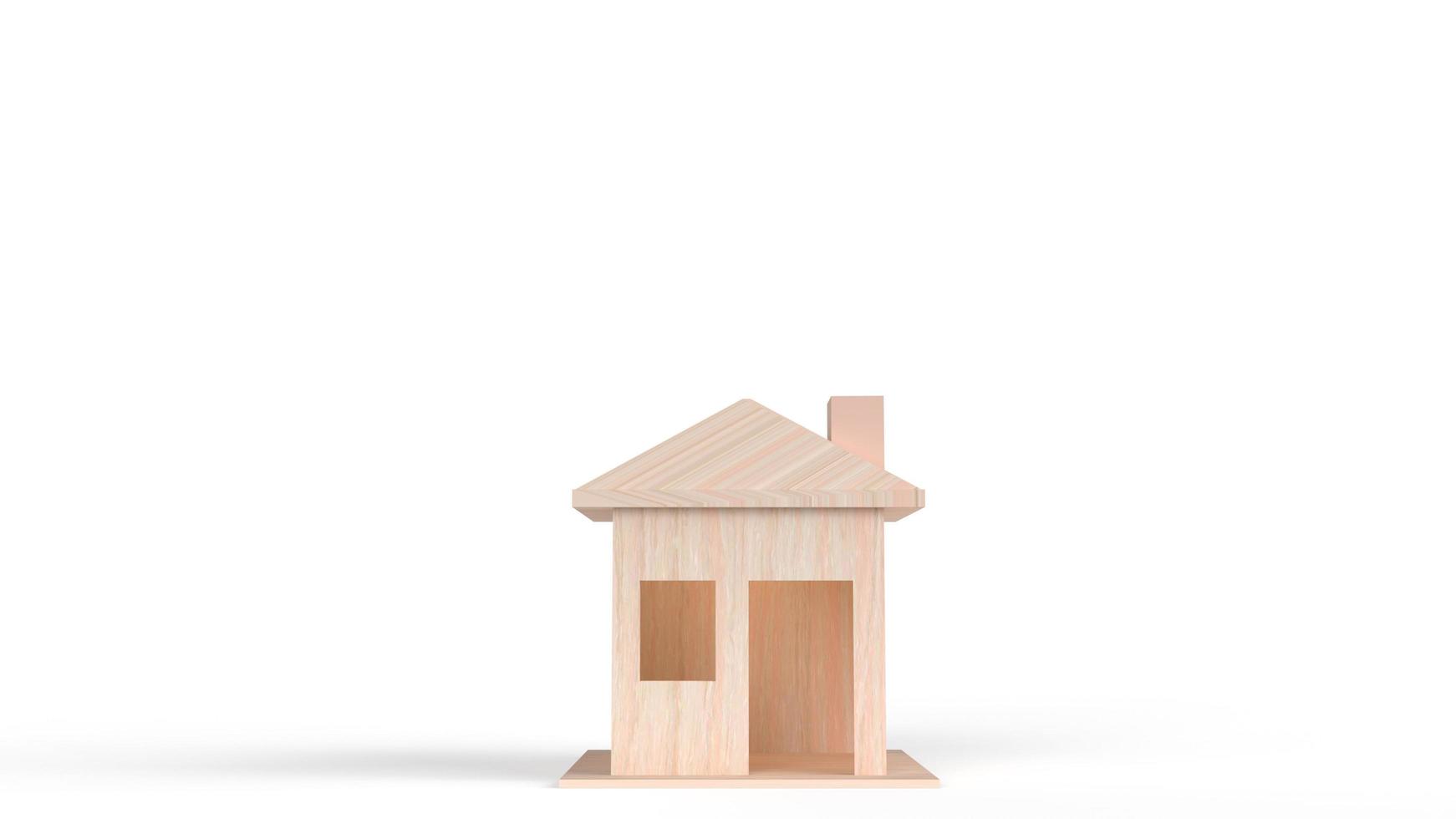 houten huis op witte achtergrond 3D-rendering foto