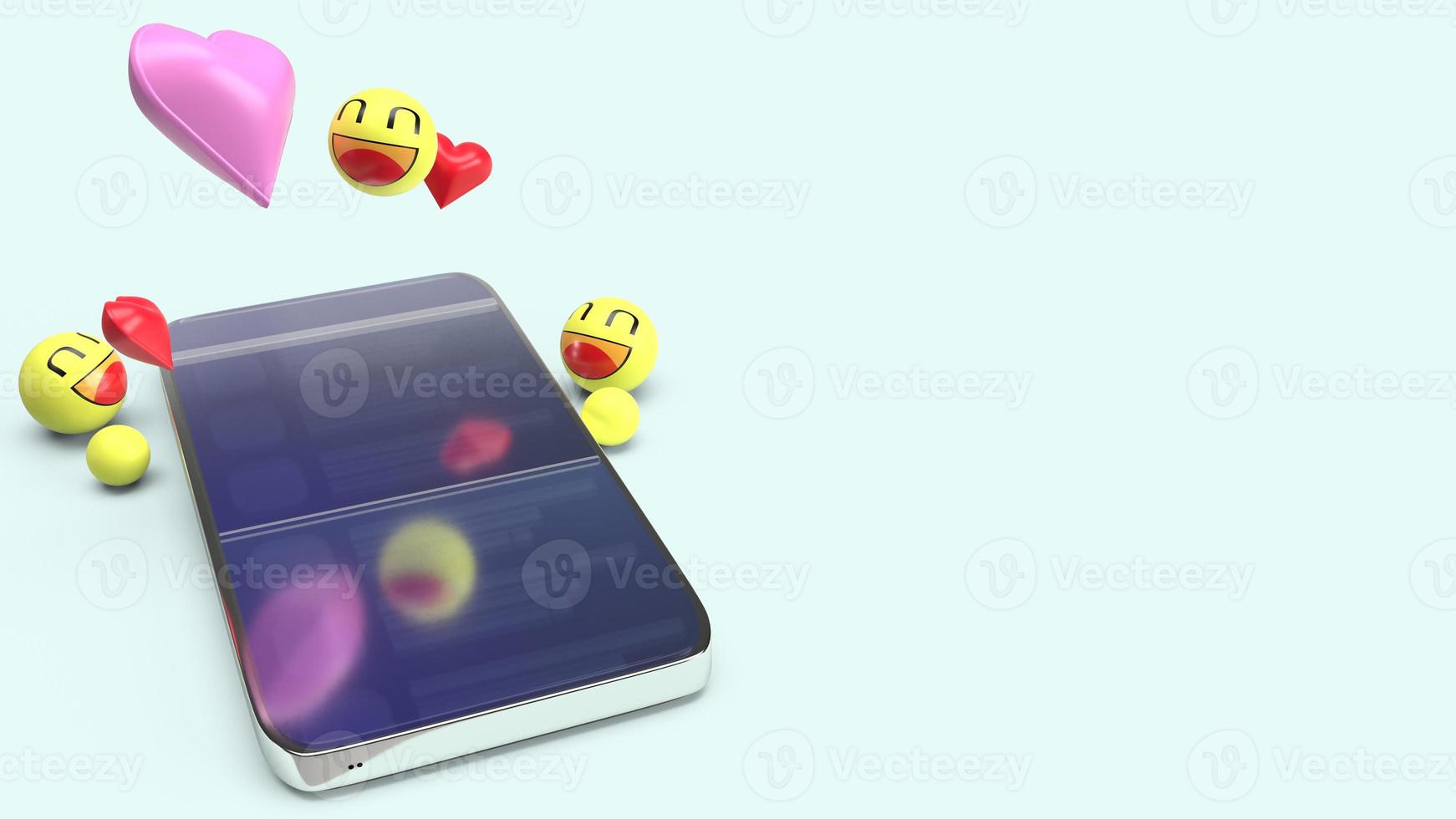 smartphone emotie pictogram 3D-rendering afbeelding voor social media concept. foto