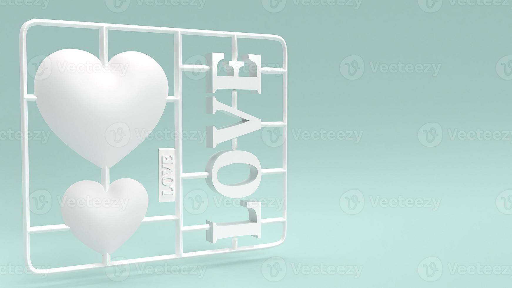hou van plastic kit 3D-rendering voor liefde concept. foto