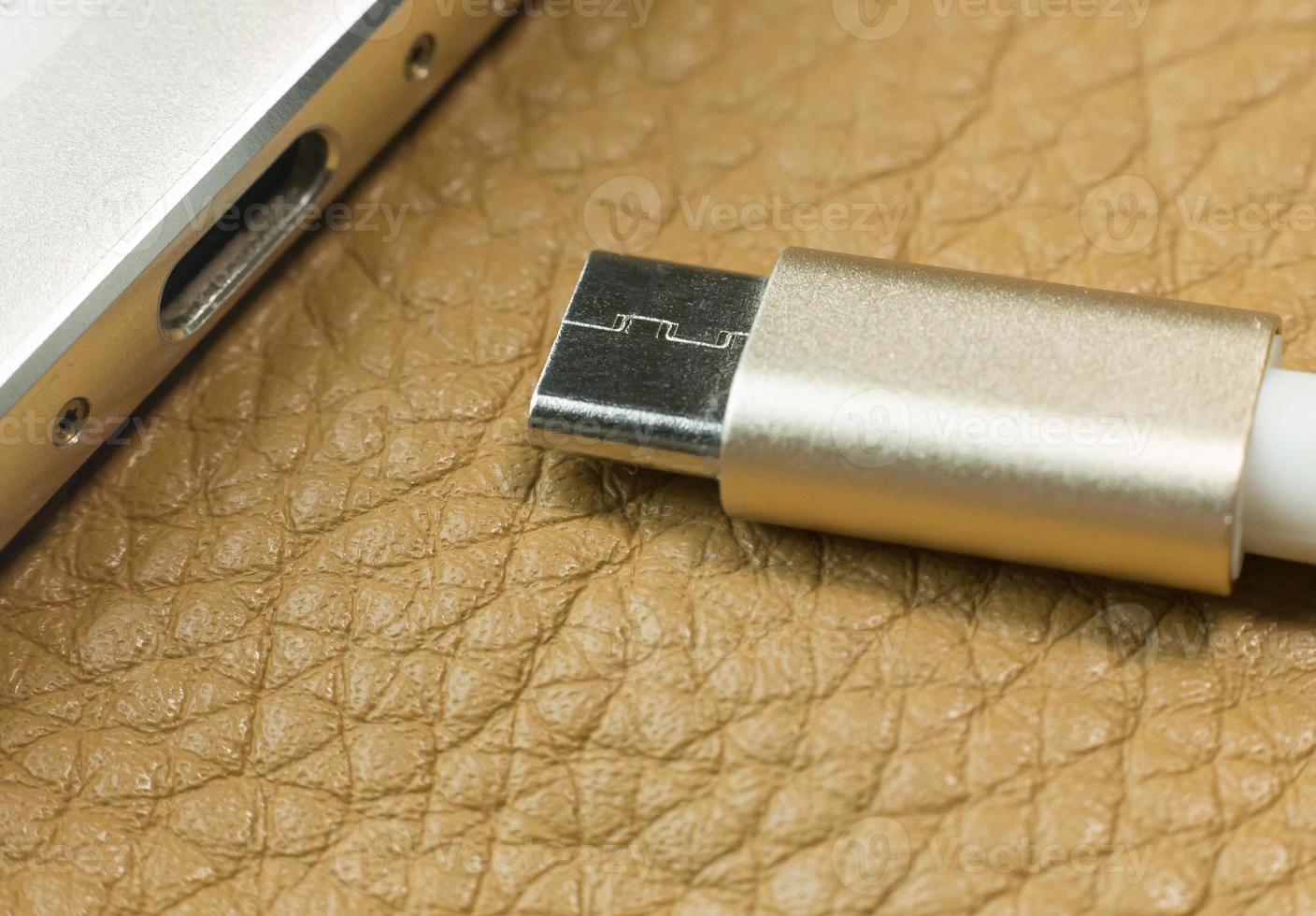 kabel usb type c het verbindingsapparaat close-up afbeelding. foto