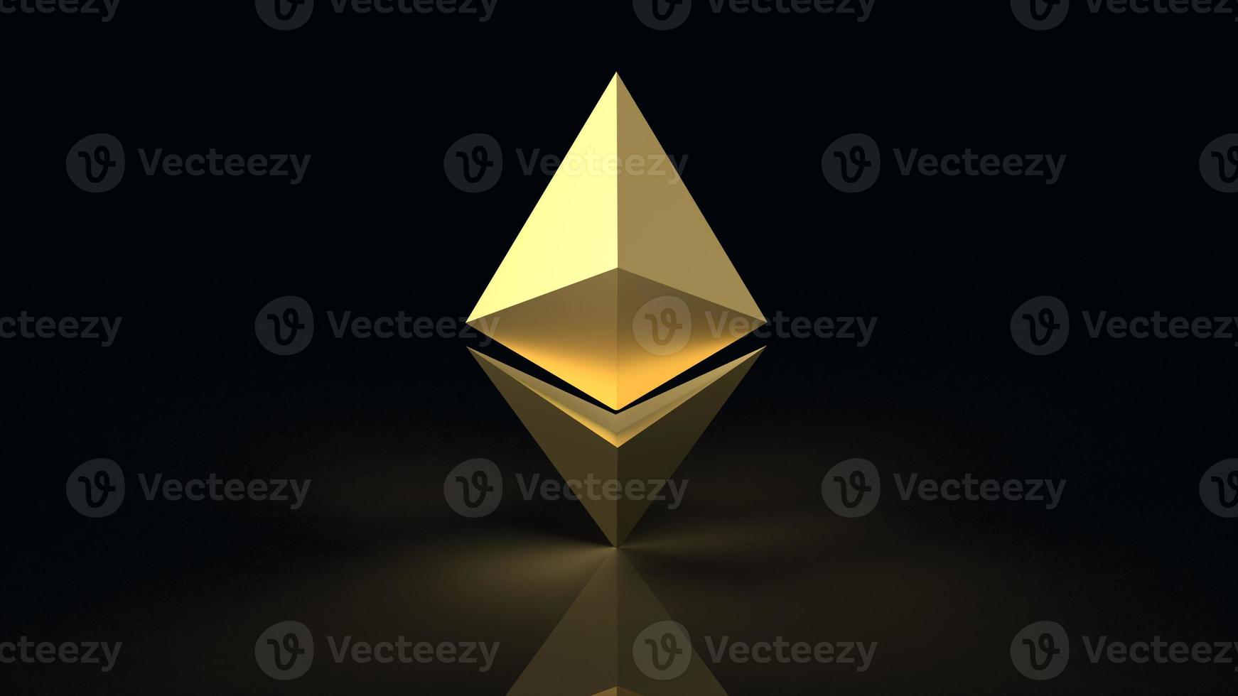 ethereum munt symbool cryptocurrency 3D-rendering foto