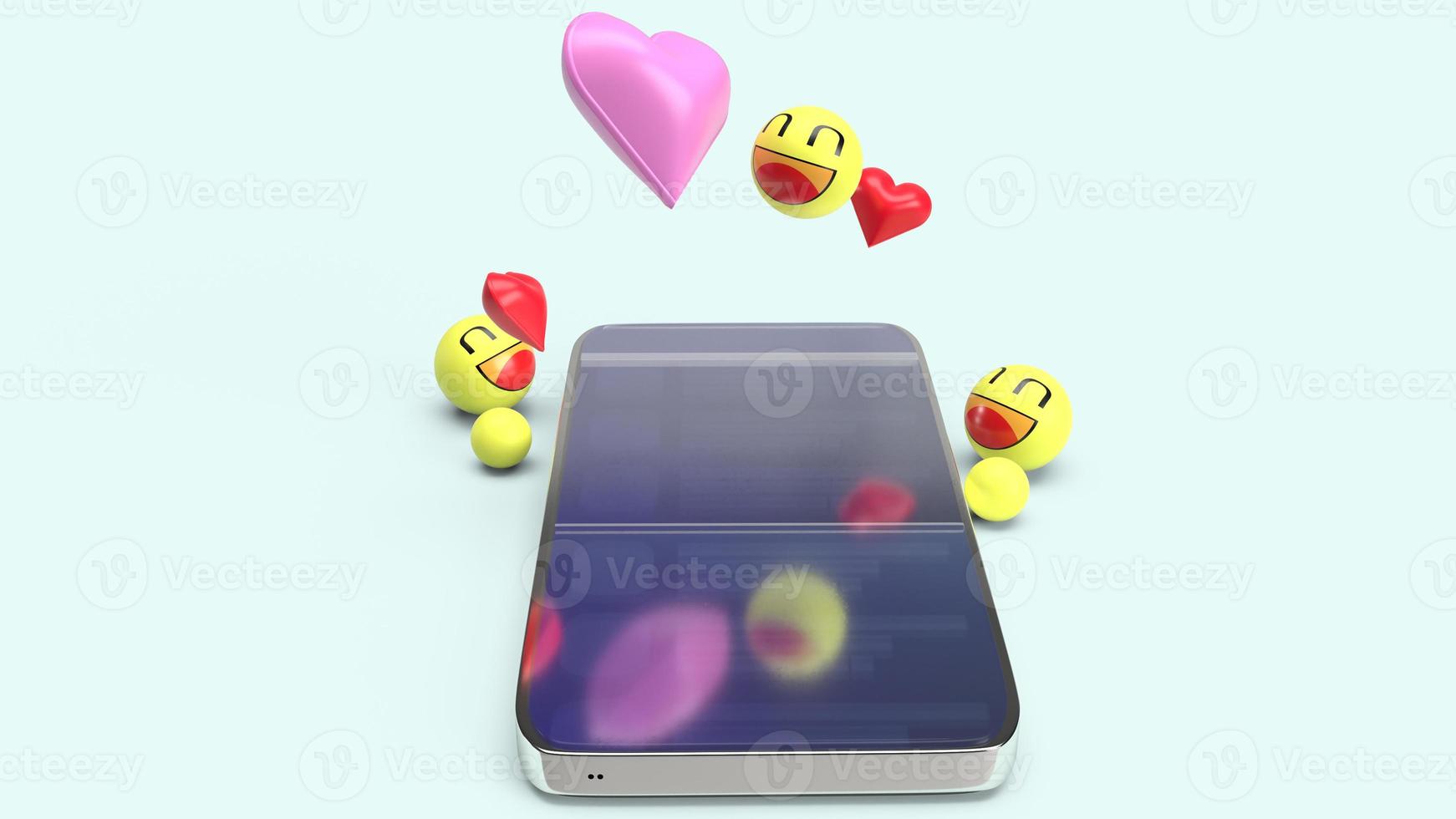 smartphone emotie pictogram 3D-rendering afbeelding voor social media concept. foto