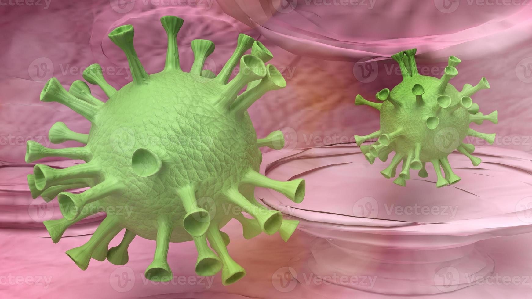 covid 19 virus micro-organisme 3D-rendering voor medische inhoud. foto
