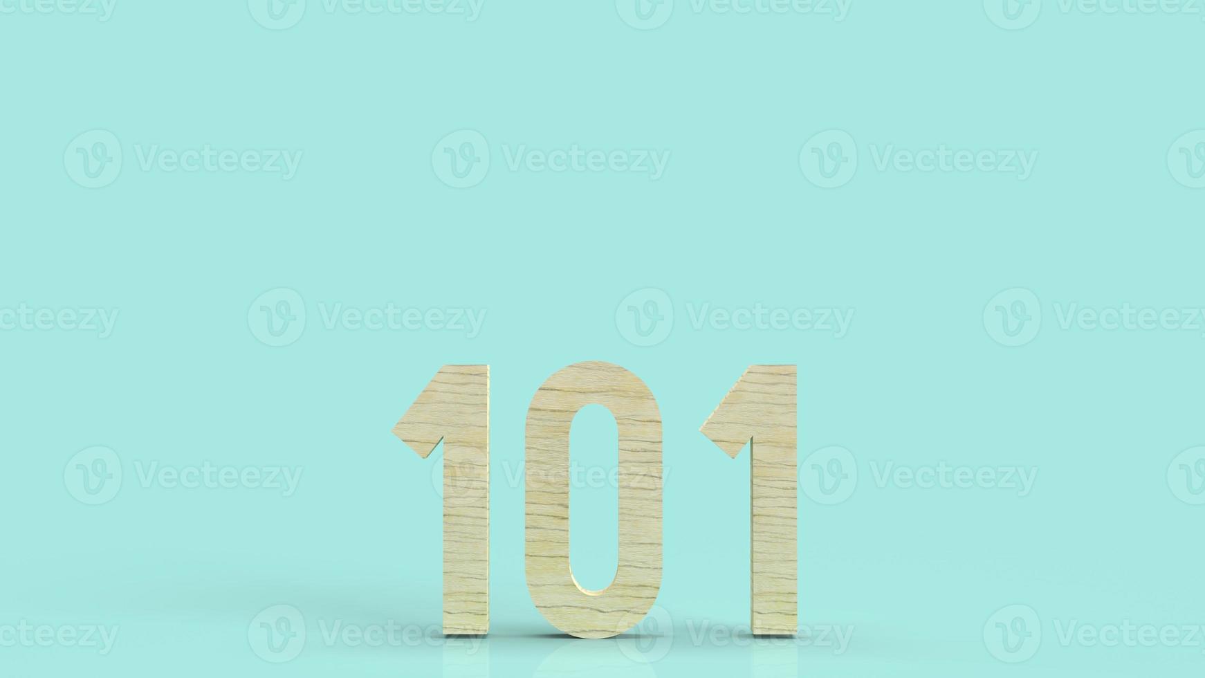 101 hout nummer 3D-rendering op blauwe achtergrond symbool voor beginners concept foto