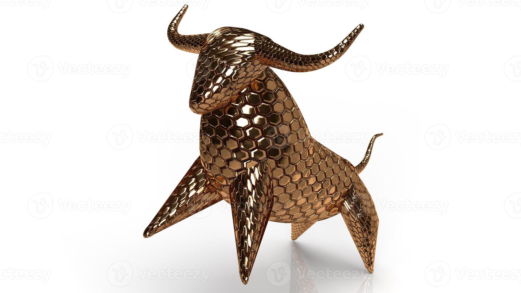 gouden stier op witte achtergrond voor zakelijke inhoud 3D-rendering. foto