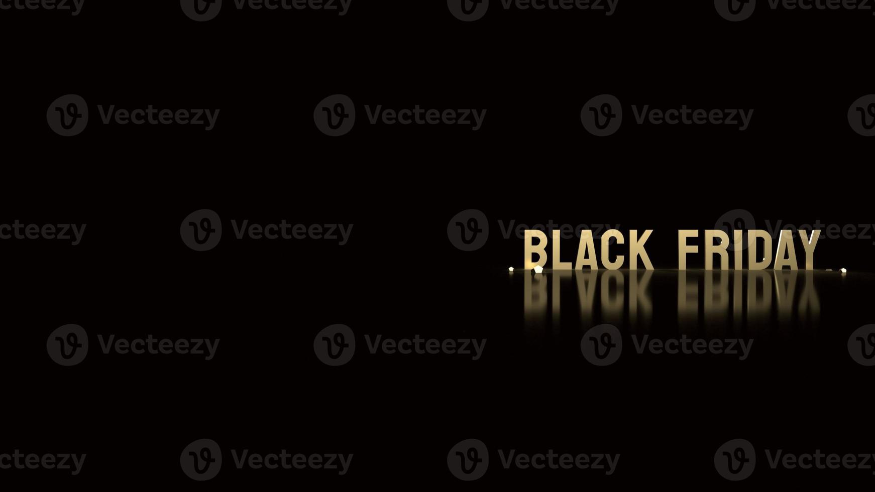 zwarte vrijdag gouden tekst op zwarte achtergrond voor het winkelen inhoud 3D-rendering. foto