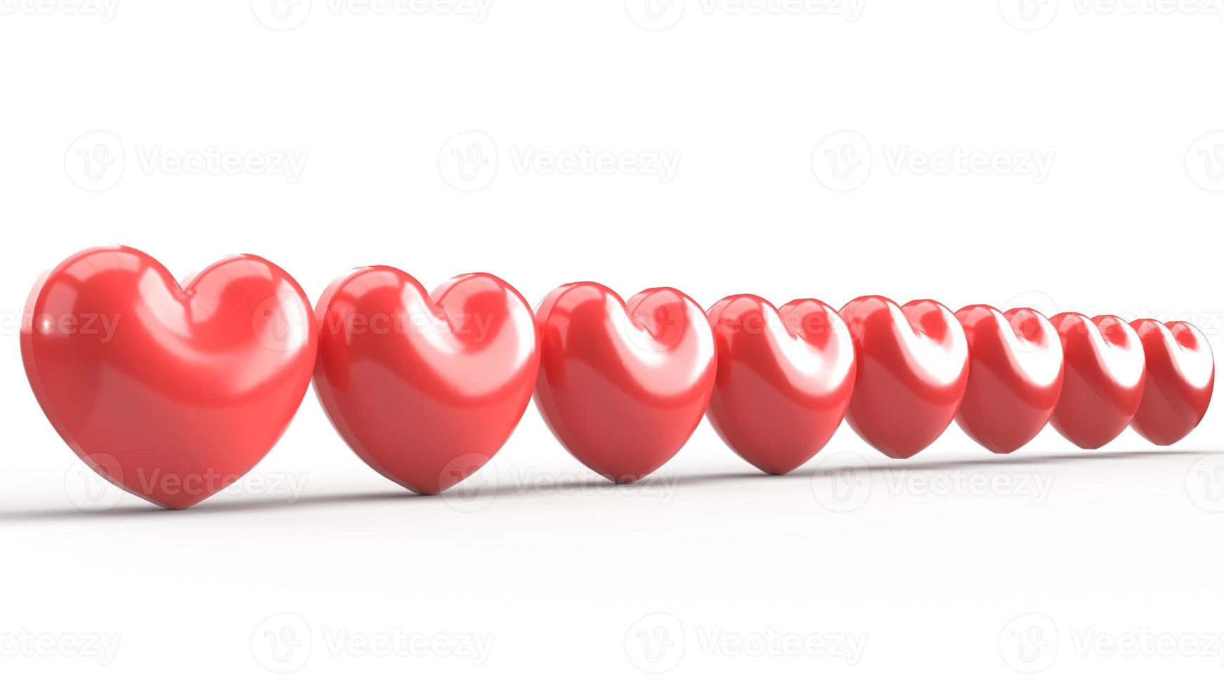 rood hart 3D-rendering op wit voor valentijn inhoud. foto