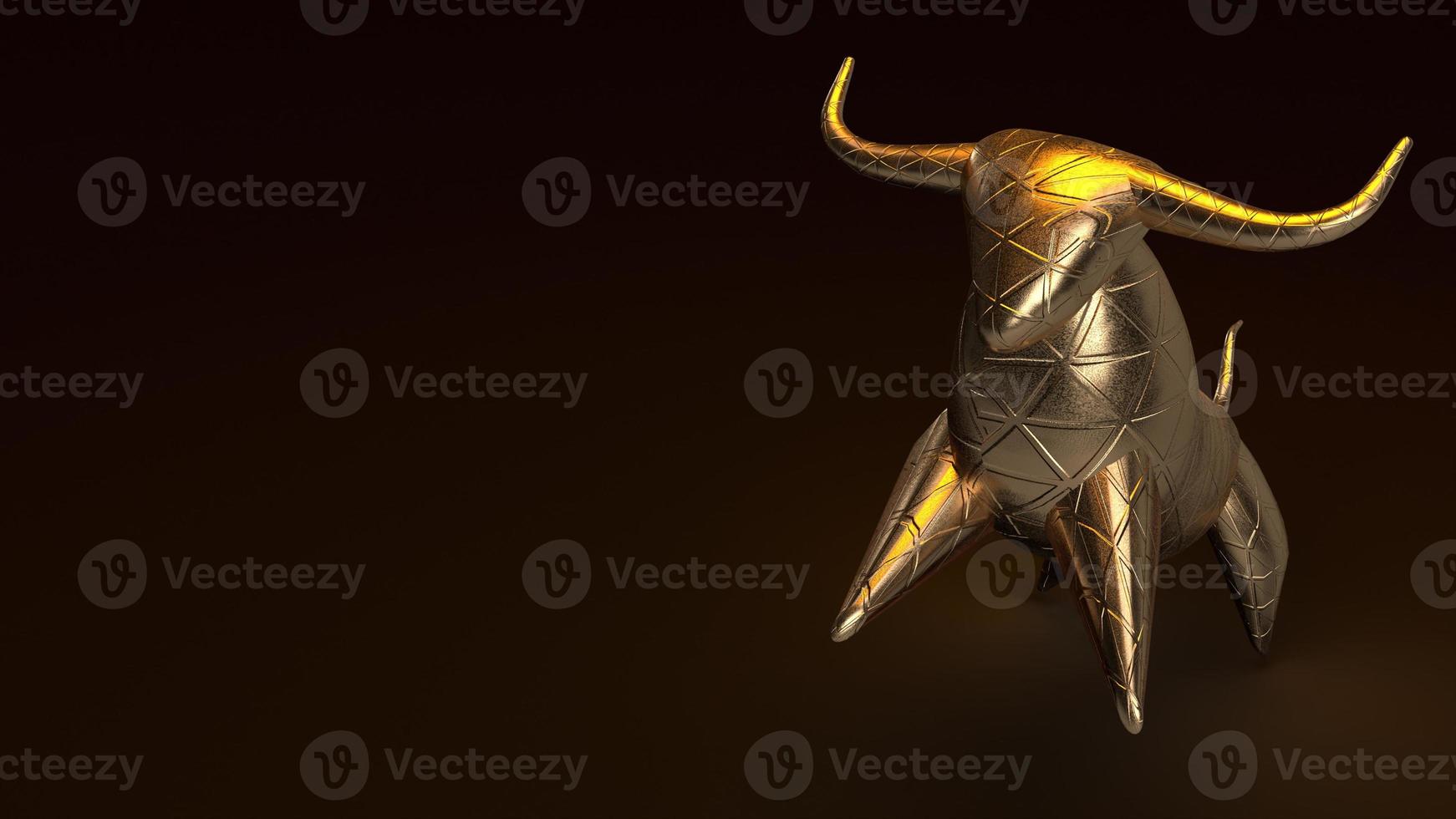 Bull gold 3D-rendering in donkere toon voor zakelijke inhoud. foto