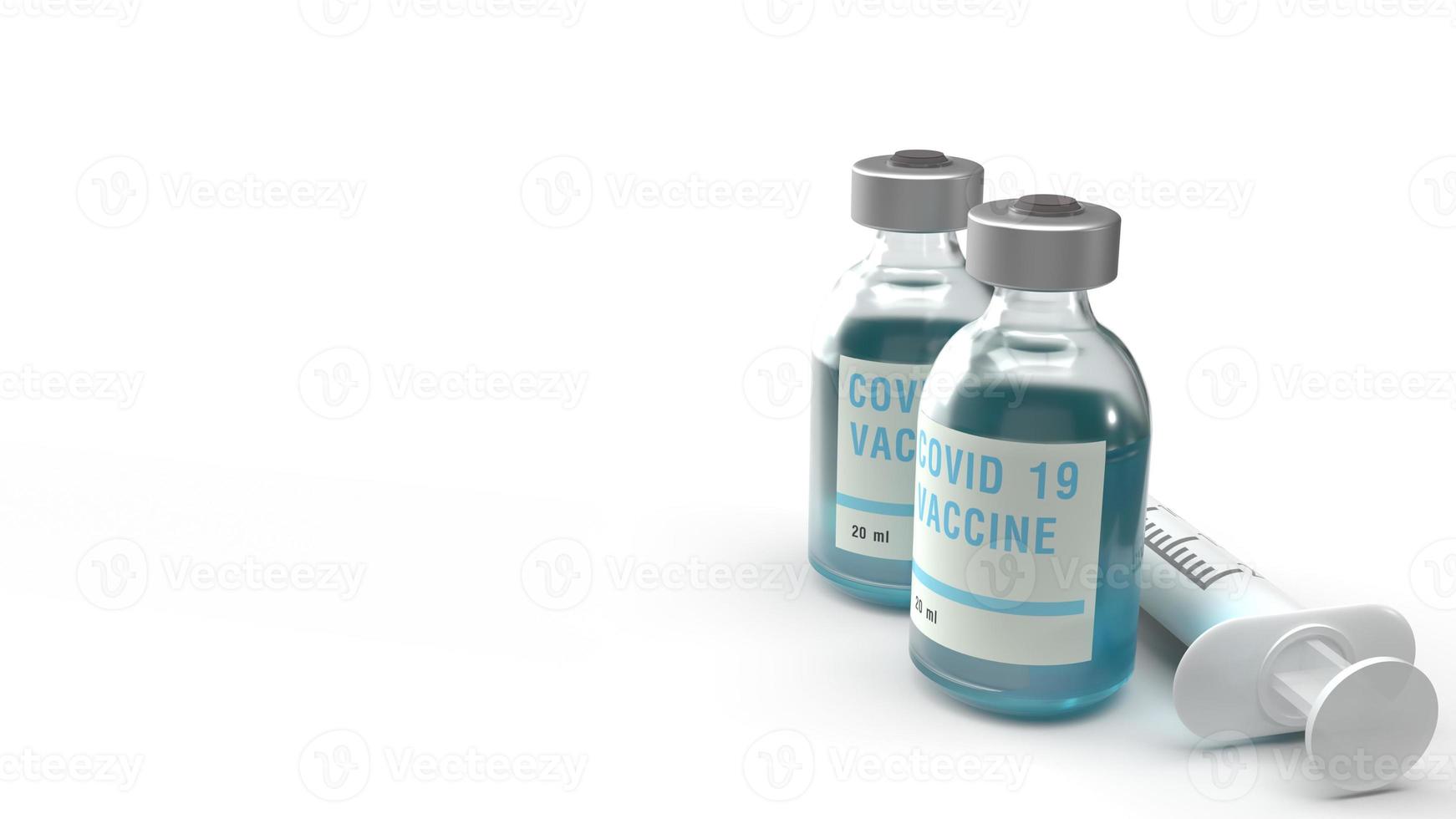 covid 19 vaccin 3D-rendering voor medicijninhoud. foto