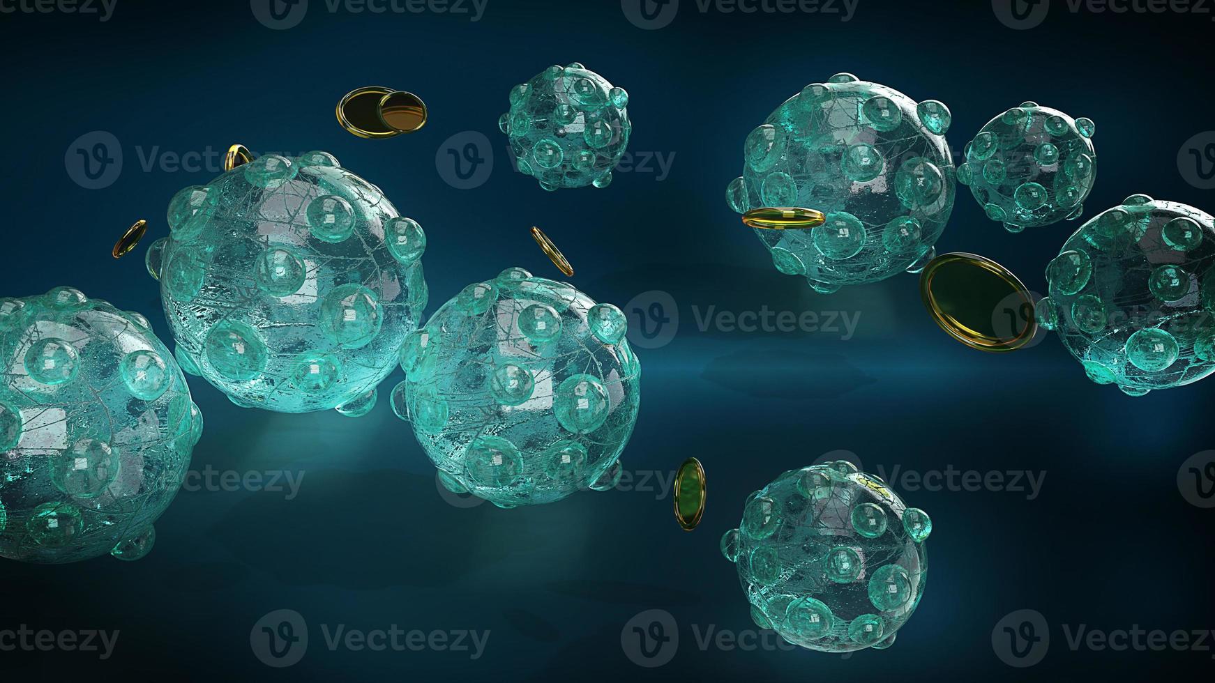 virus in donkere toon 3D-rendering voor inhoud van geneeskunde en gezondheidszorg. foto