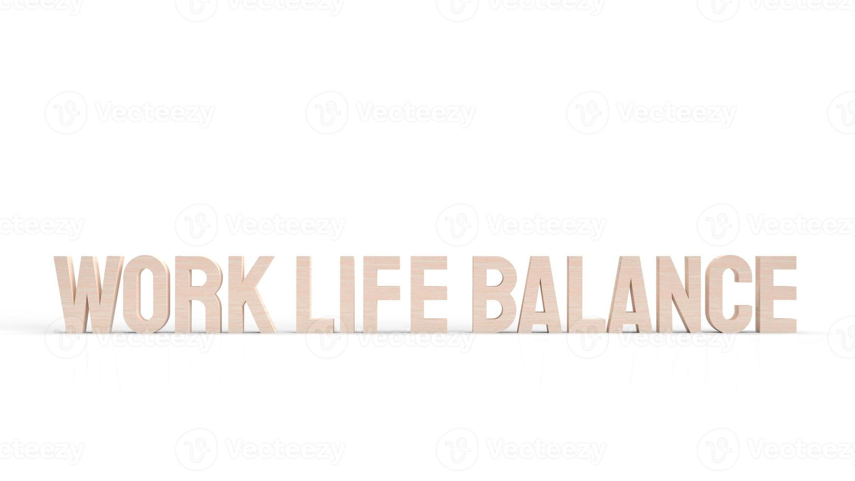 werk leven balans tekst 3D-rendering. foto