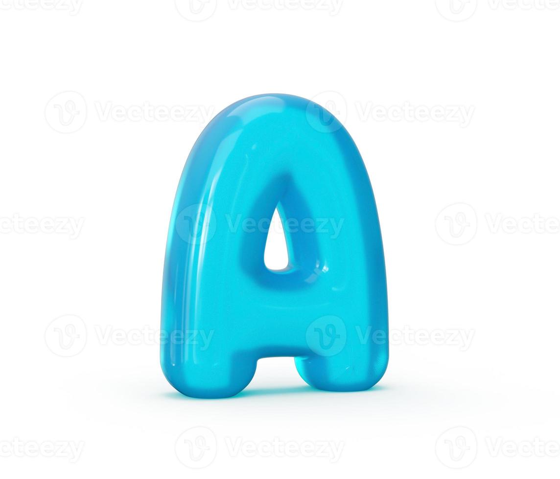 aqua blauwe gelei brief geïsoleerd op een witte achtergrond - een 3d illustratie foto