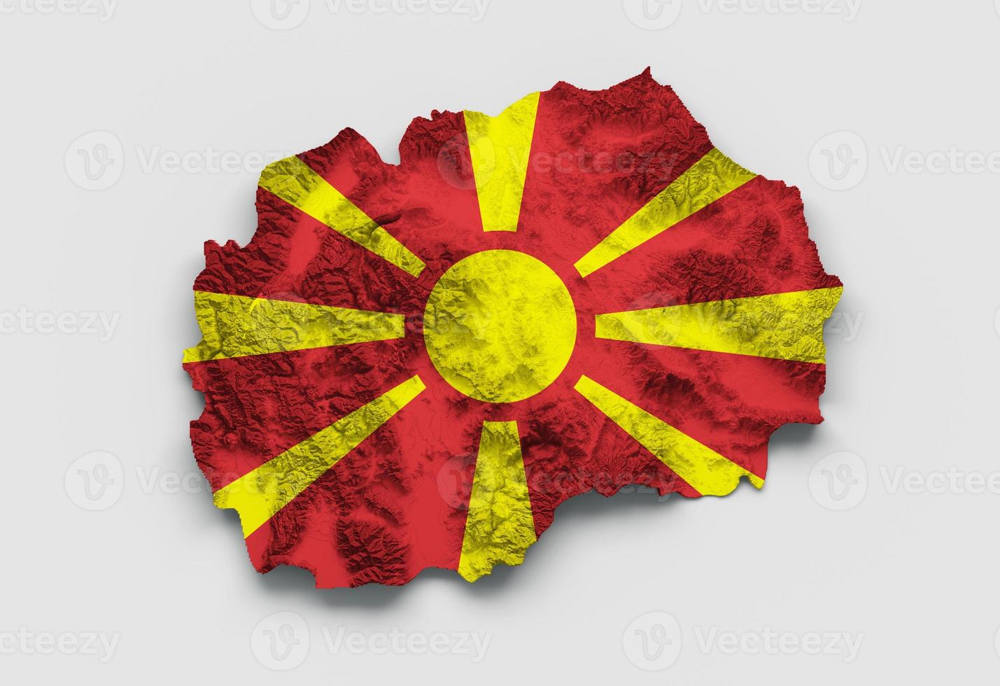 noord macedonië kaart vlag gearceerde reliëf kleur hoogte kaart op witte achtergrond 3d illustratie foto