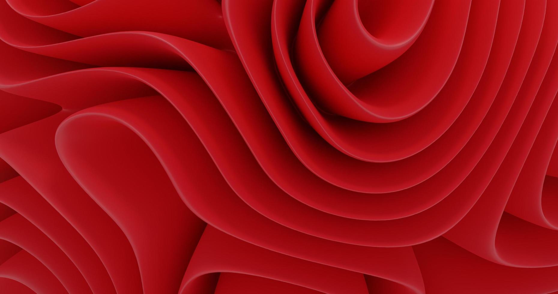 abstracte achtergrond met golvend vouwpatroon in rode kleur, 3D-rendering en 4k-formaat foto