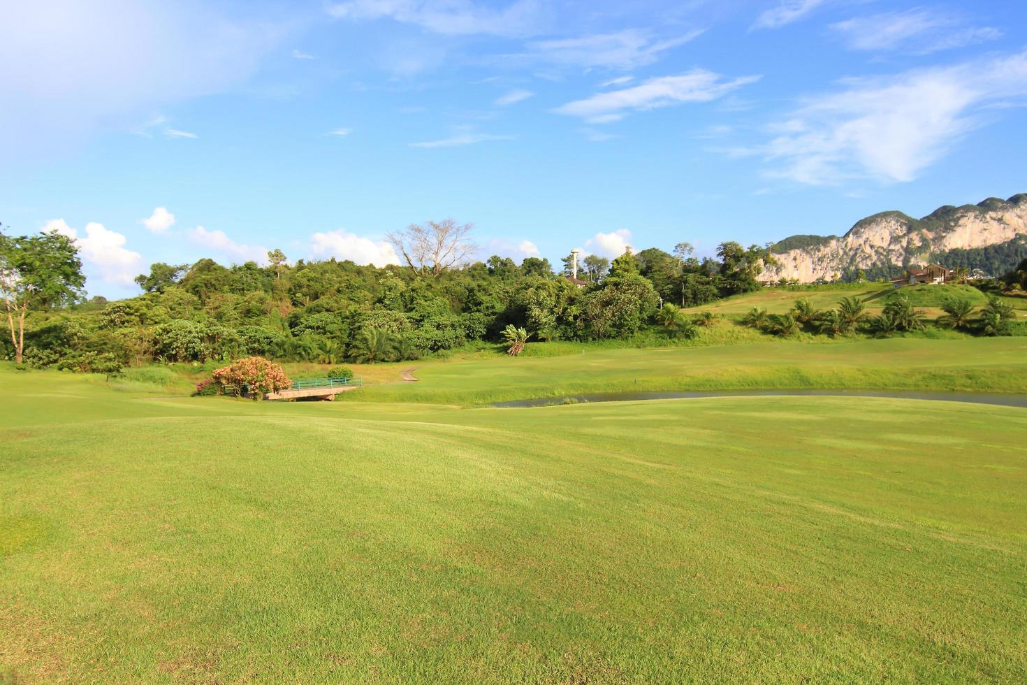 groen gras op een golfveld foto