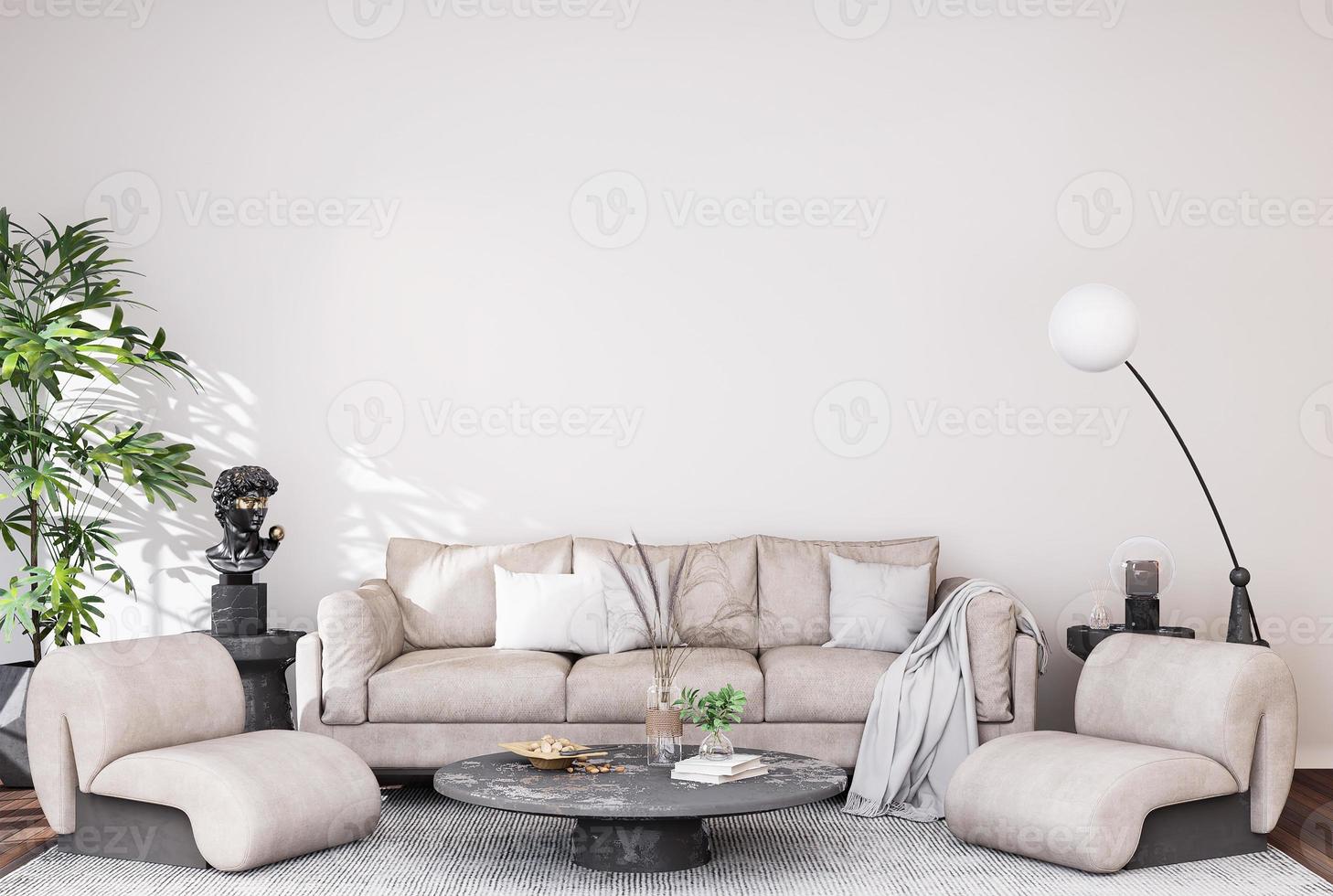 interieur moderne woonkamer muur mockup foto