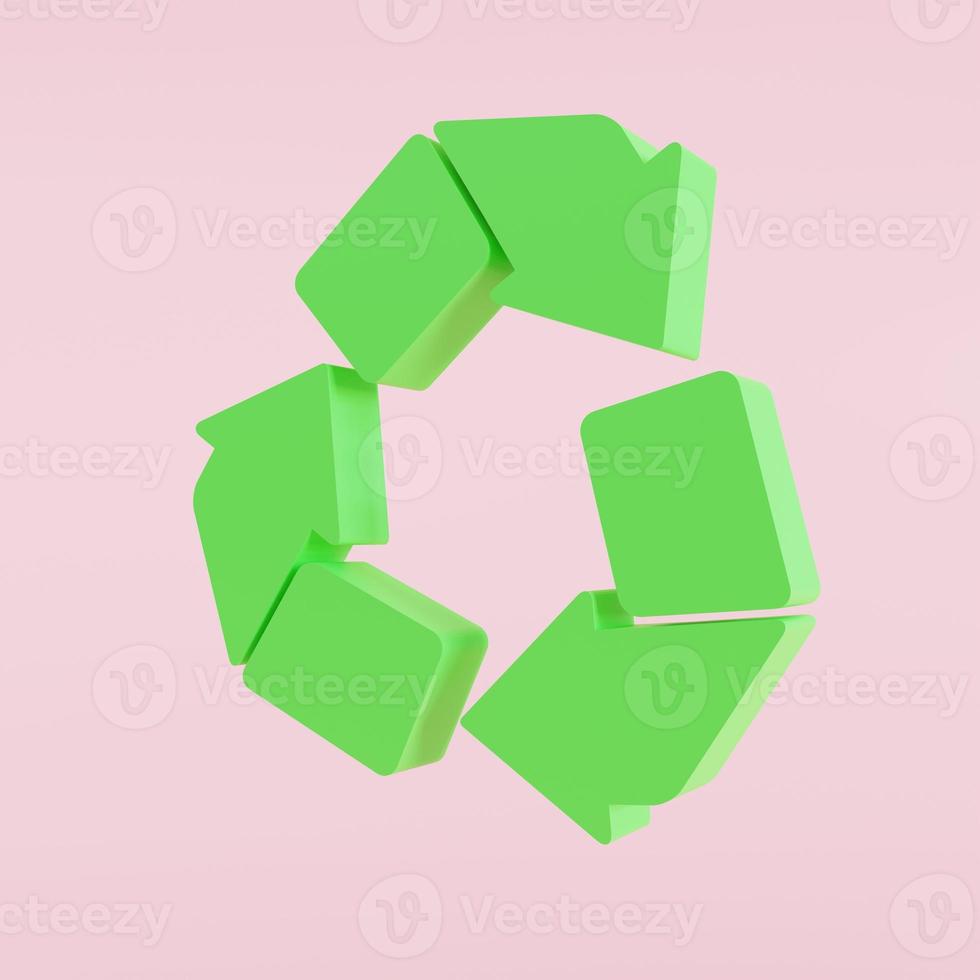 pictogram met een recycle-symbool. kopieer ruimte, 3d illustratie foto