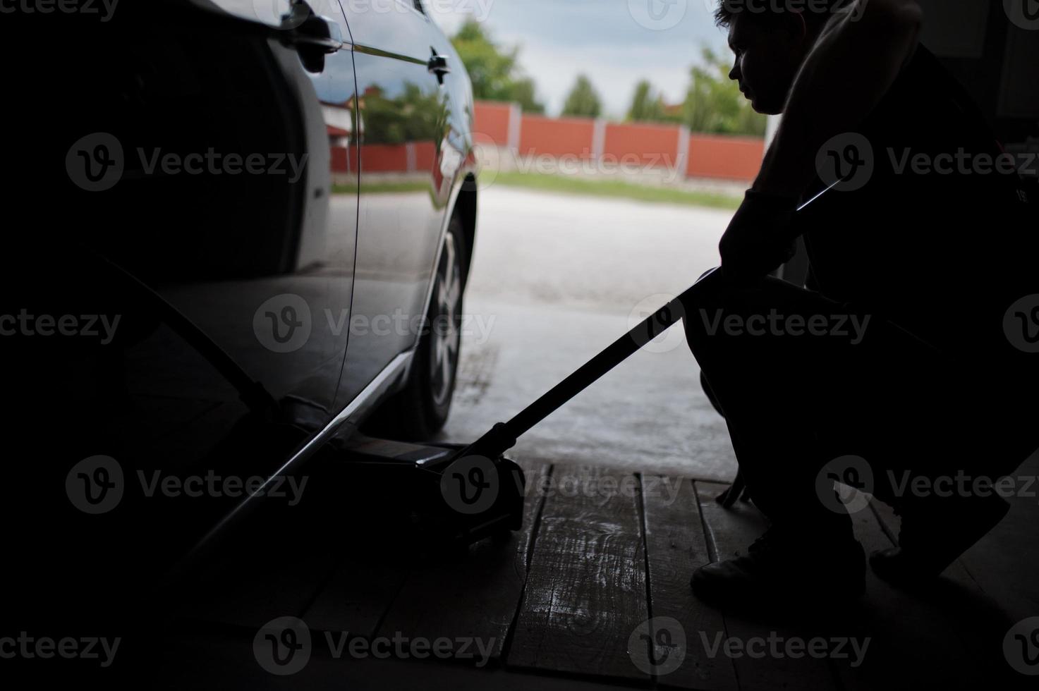 bij garage-servicestation. foto