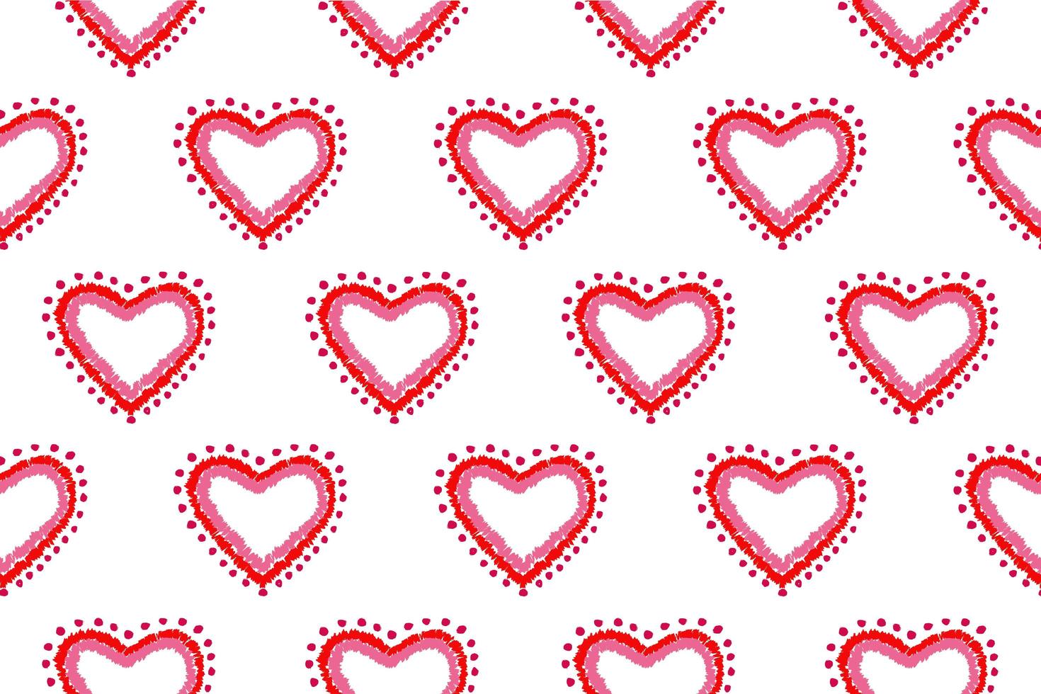 patroon van uit de vrije hand schets vorm hart, kleurrijke rood roze kleur ontwerpelementen geïsoleerd op een witte achtergrond, symbool liefde valentijn dag, textielstof foto