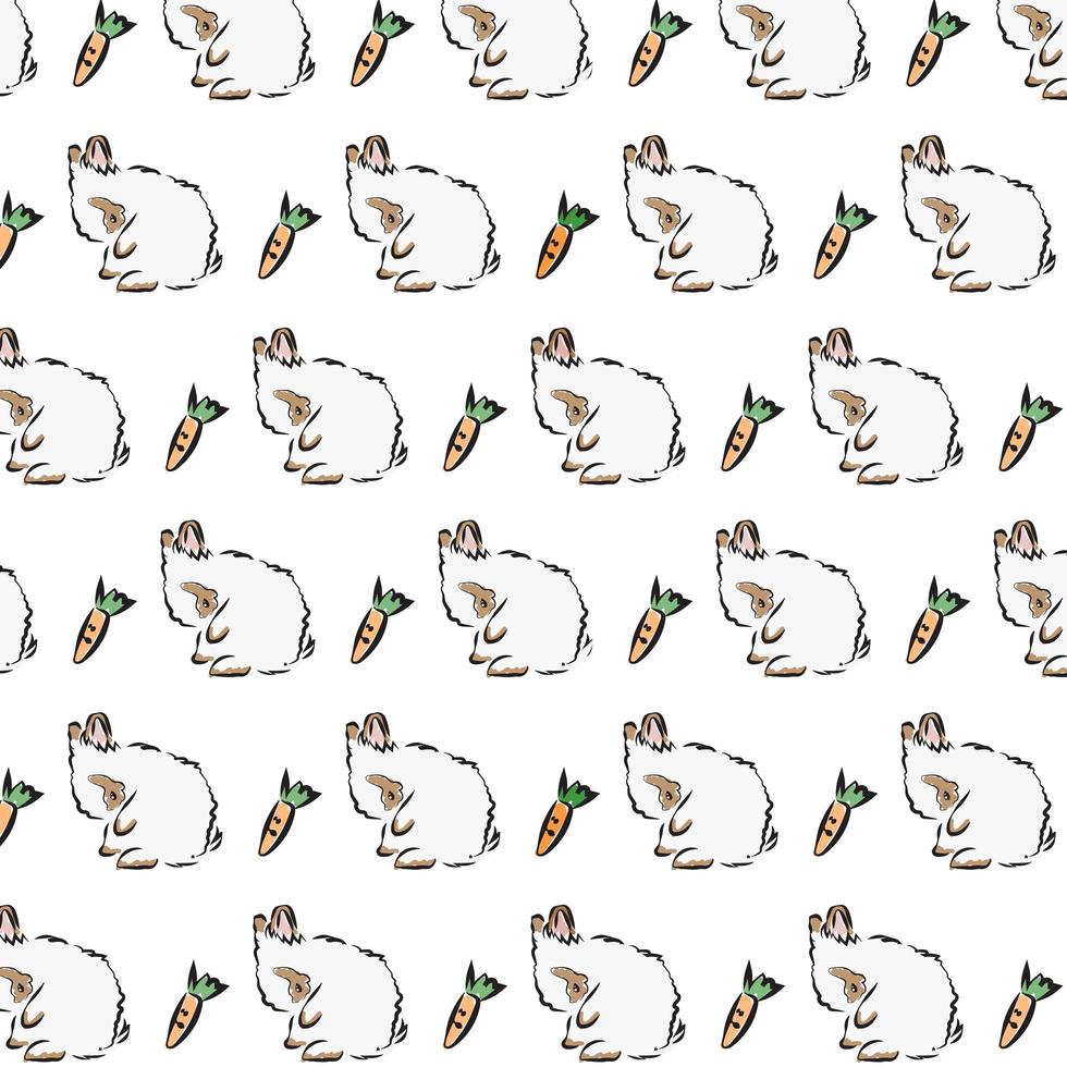 illustratie van overzichts mooi konijntjespatroon op een witte achtergrond, met de hand tekenend konijn grafisch foto
