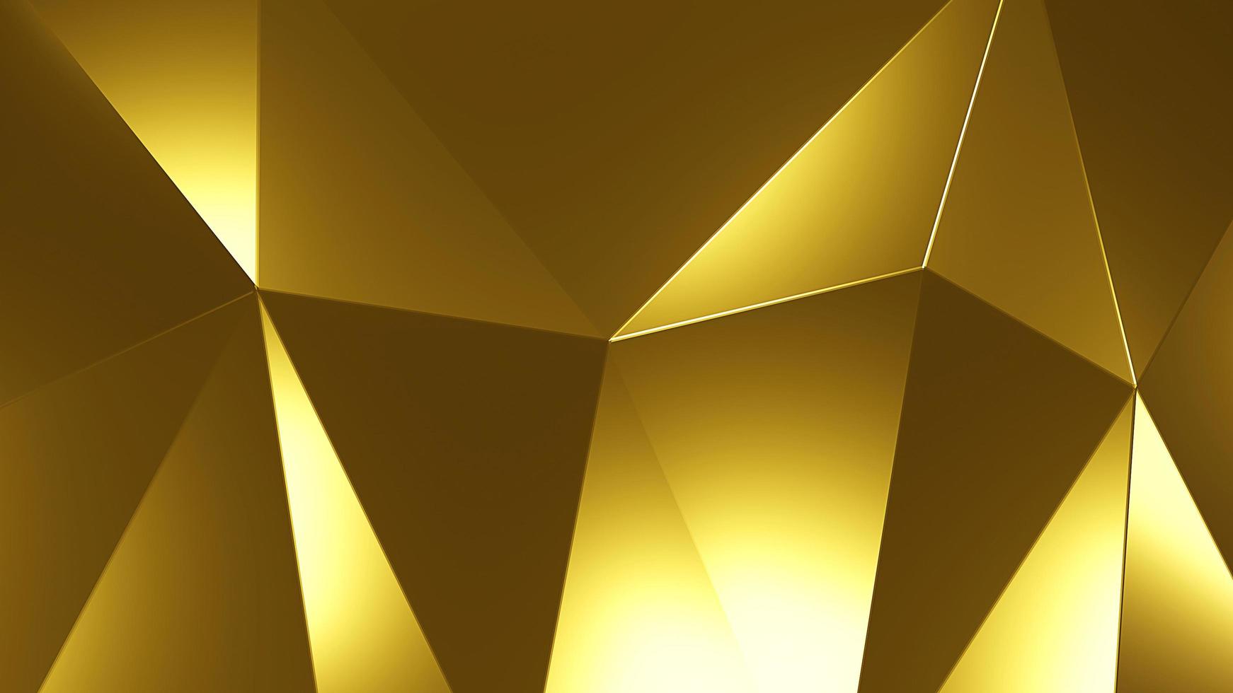 gouden kristal abstracte mozaïek achtergrond. geometrische illustratie in origami-stijl met verloop. gloednieuw ontwerp. 3D-rendering. foto