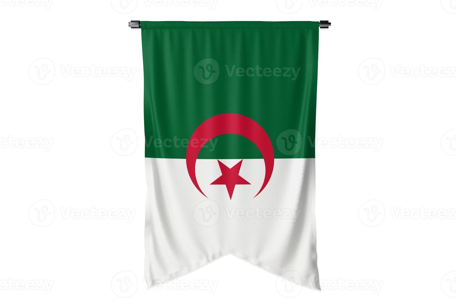 algerije nationale vlag zwaaien witte background.algeria vlag van de wuivende nationale vlag met een witte geïsoleerde background foto