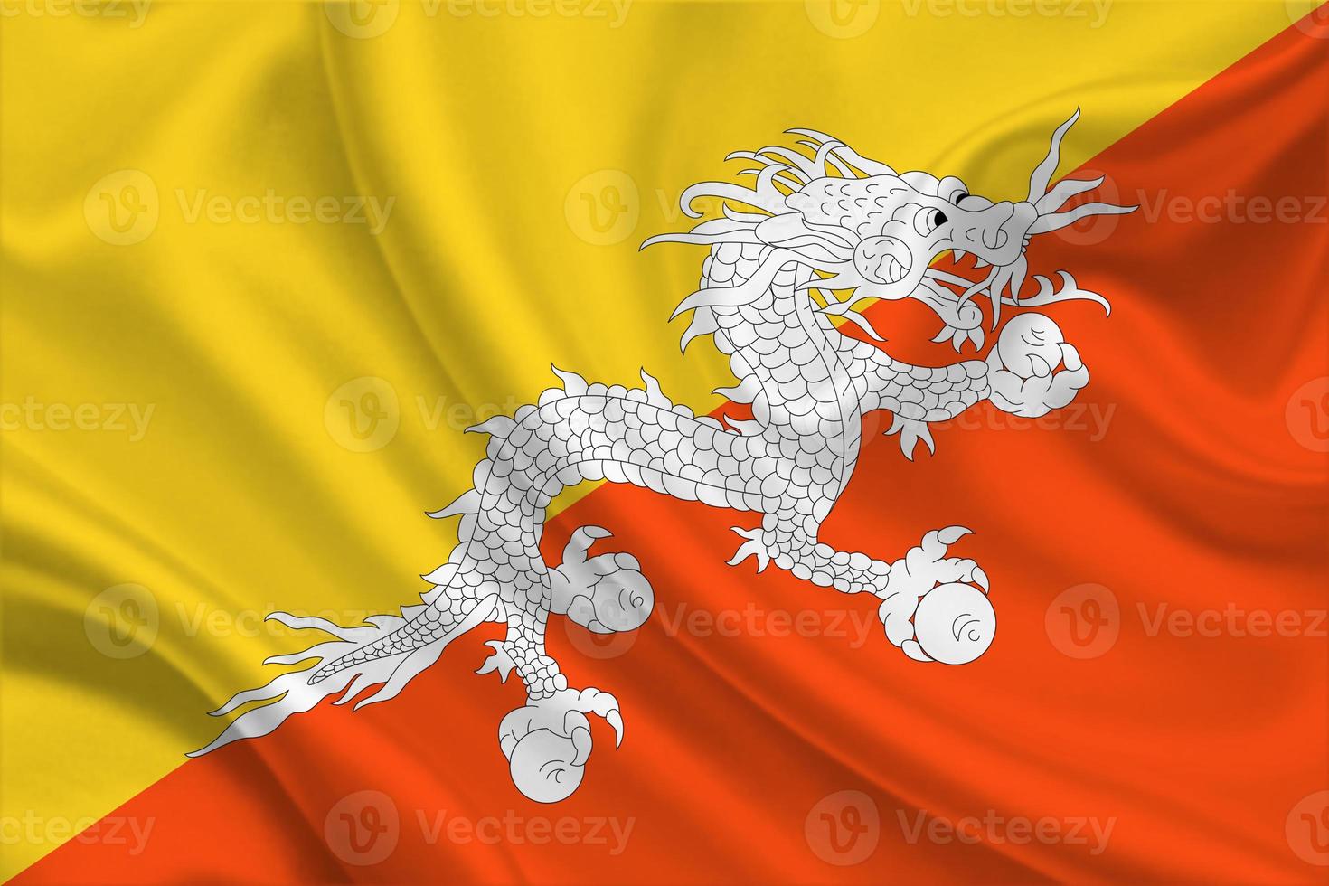 3d vlag van Bhutan Aan kleding stof foto