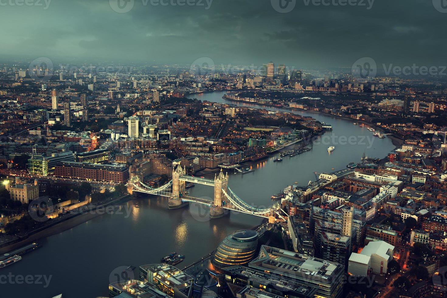 Luchtfoto van Londen met Tower Bridge, Verenigd Koninkrijk foto