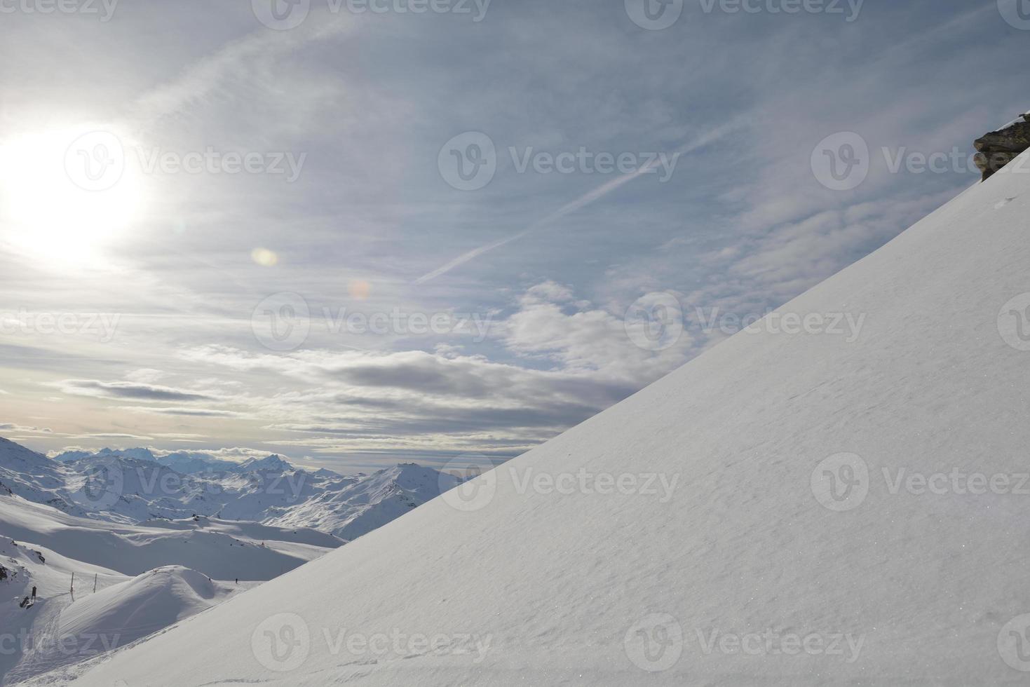panoramisch uitzicht op de winterbergen foto