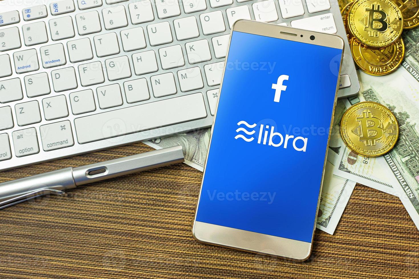 libra facebook en bitcoin cryptocurrency voor libra facebook content foto
