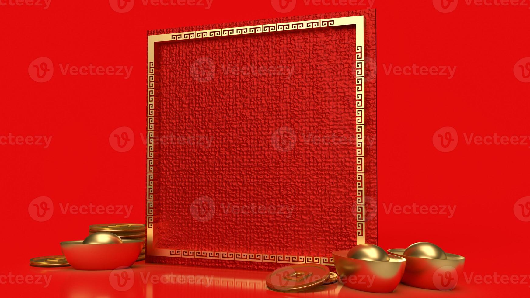 de chinese gouden frame voor Azië achtergrond inhoud 3D-rendering. foto