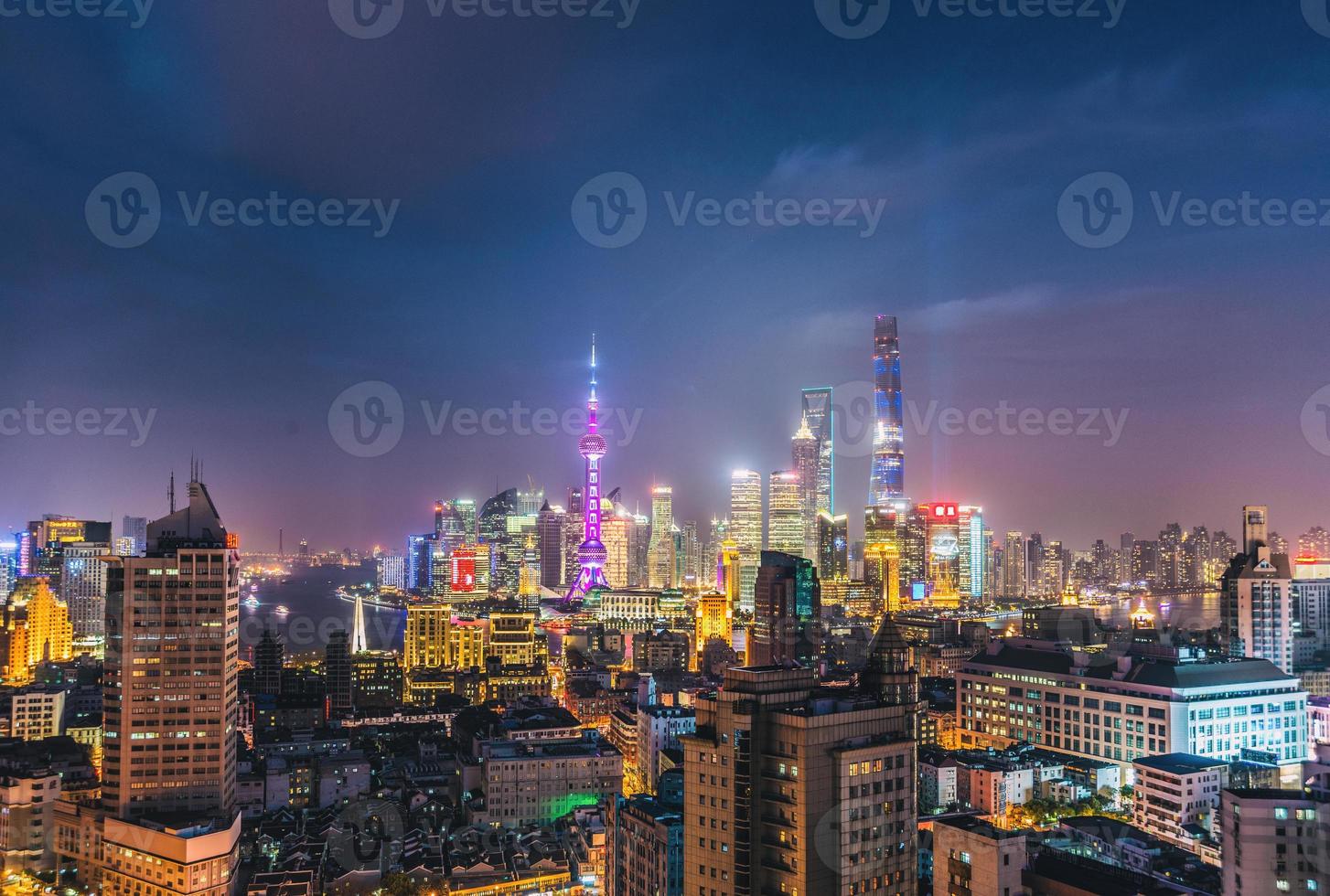 shanghai nacht skyline foto