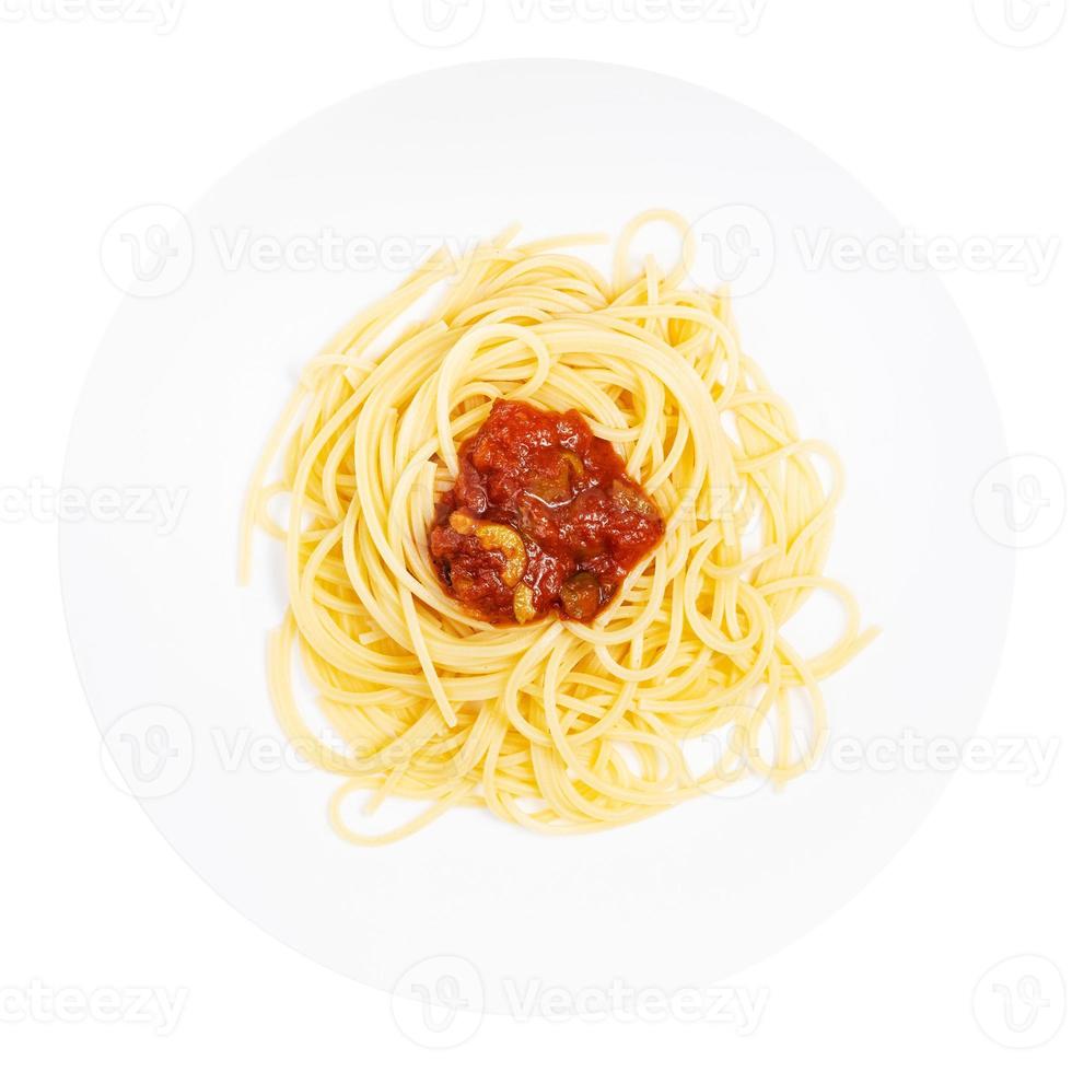 top visie van spaghetti alla sorrentina geïsoleerd foto