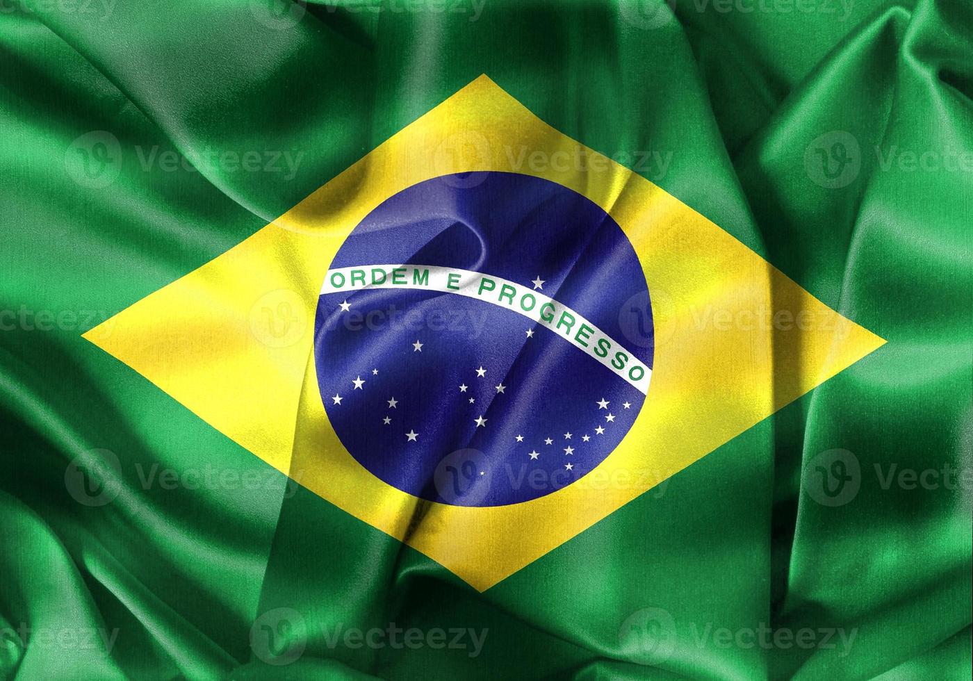 vlag van brazilië - realistische wapperende stoffen vlag foto