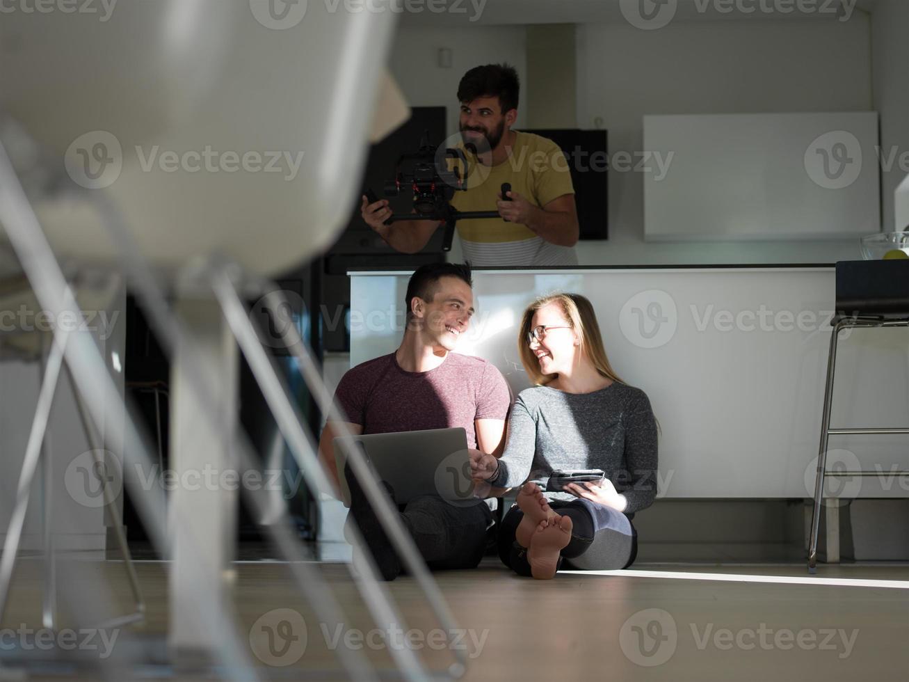 videograaf aan het werk foto