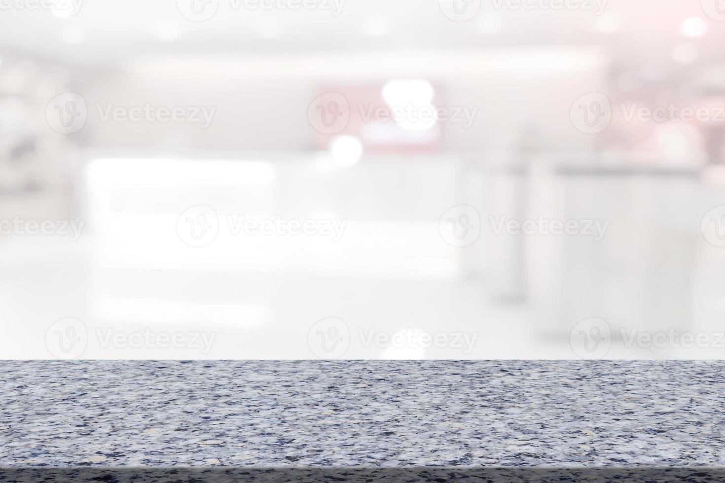 marmeren tafel met registreren teller wazig achtergrond foto
