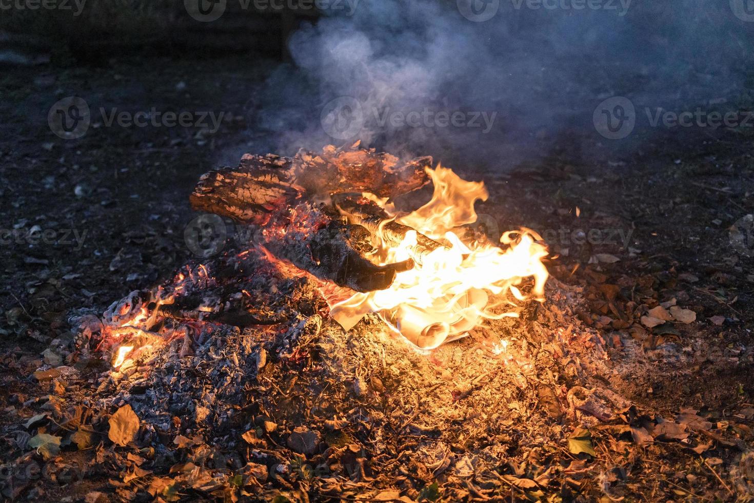 begraven brandhout Aan sintel in land tuin foto