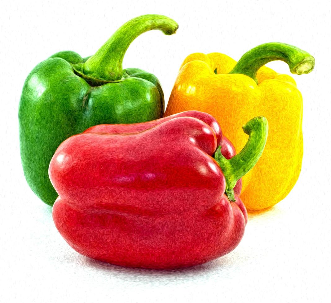 rood, geel en groen klok paprika's geïsoleerd Aan de wit achtergrond foto