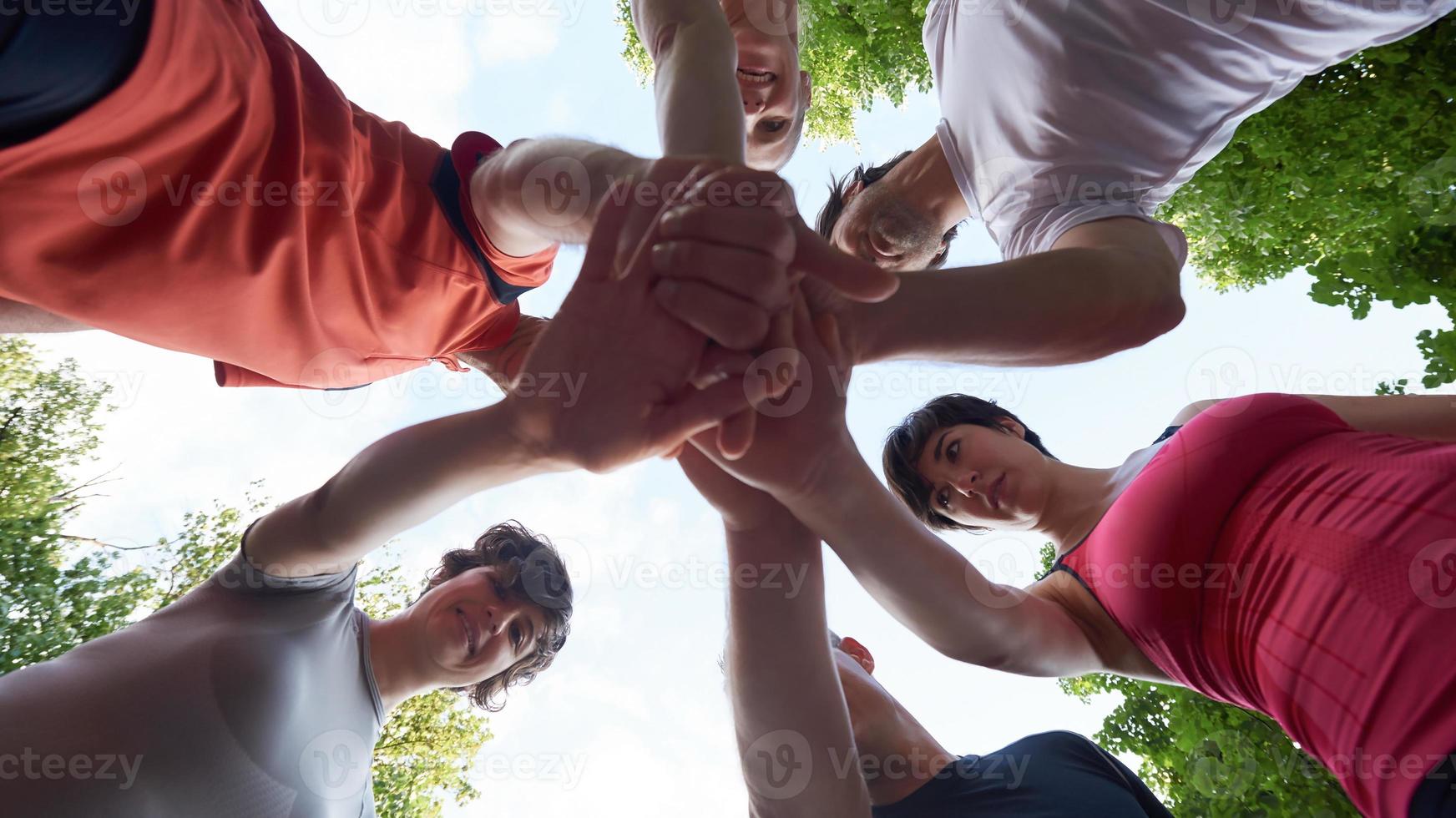 joggen mensen groep veel plezier foto