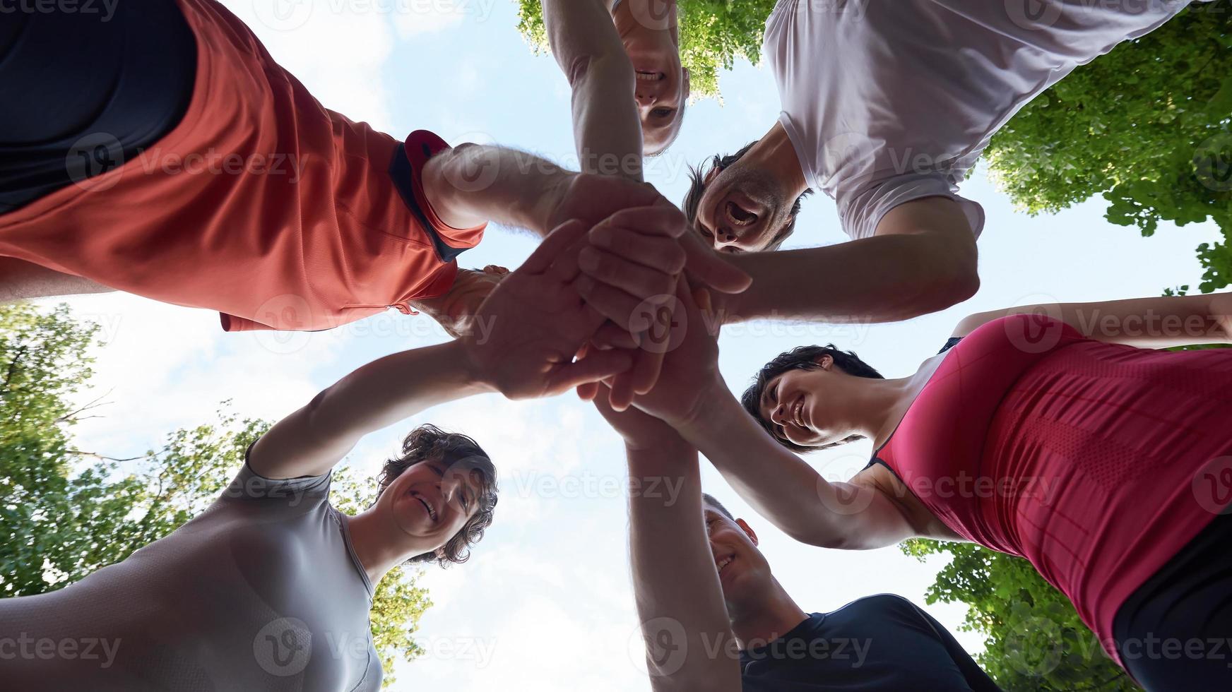 joggen mensen groep veel plezier foto