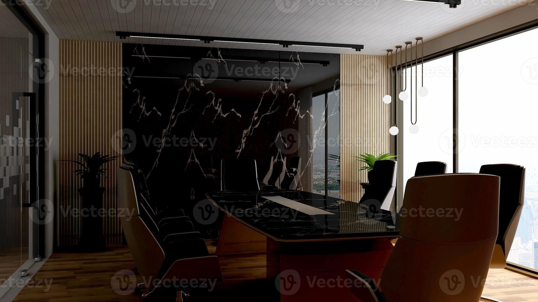 3d render moderne vergaderruimte mockup - kantoor interieur foto