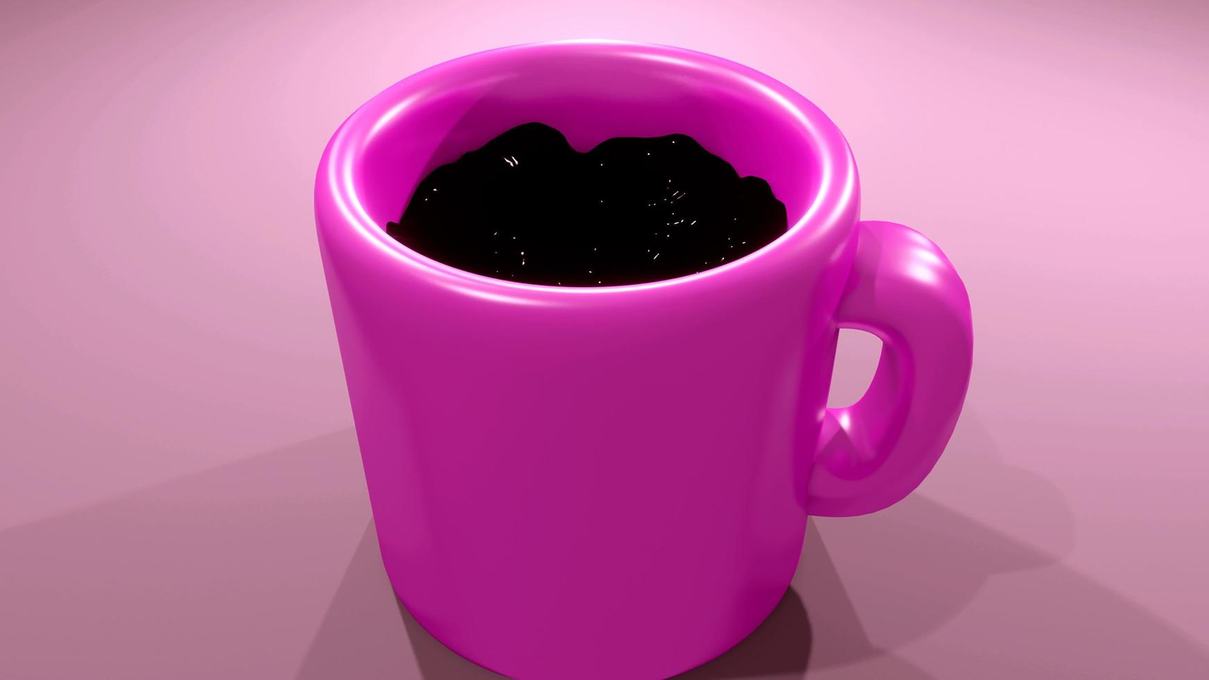 3d roze kop van koffie foto