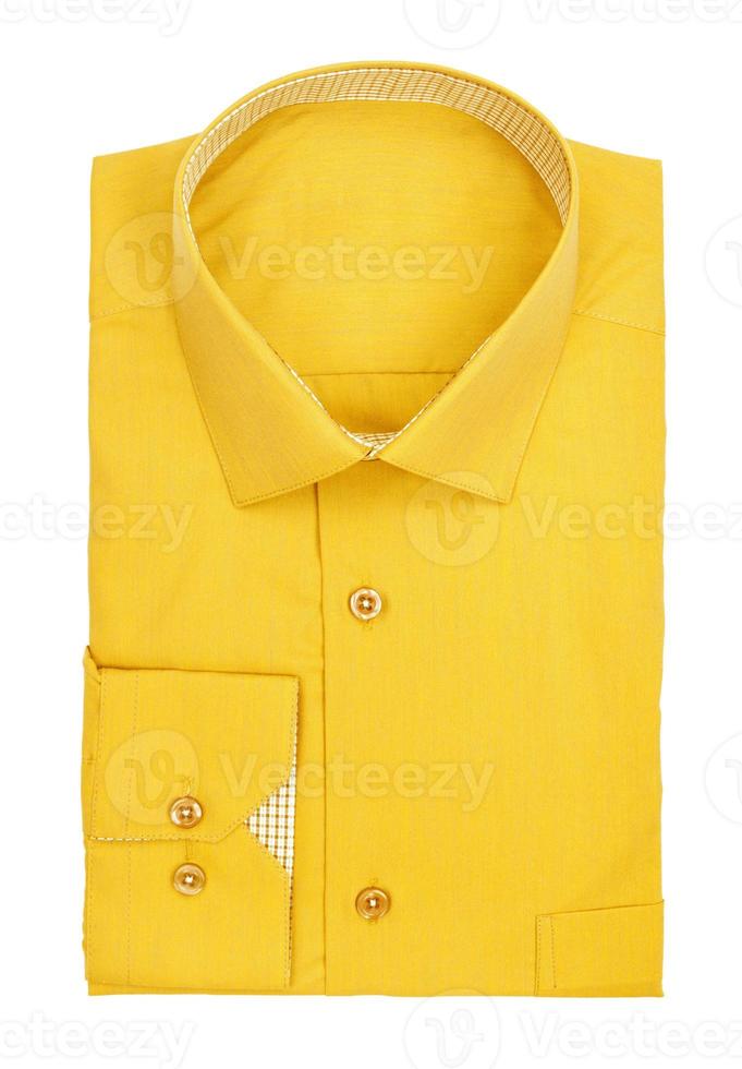 mannen geel shirt op een witte achtergrond foto